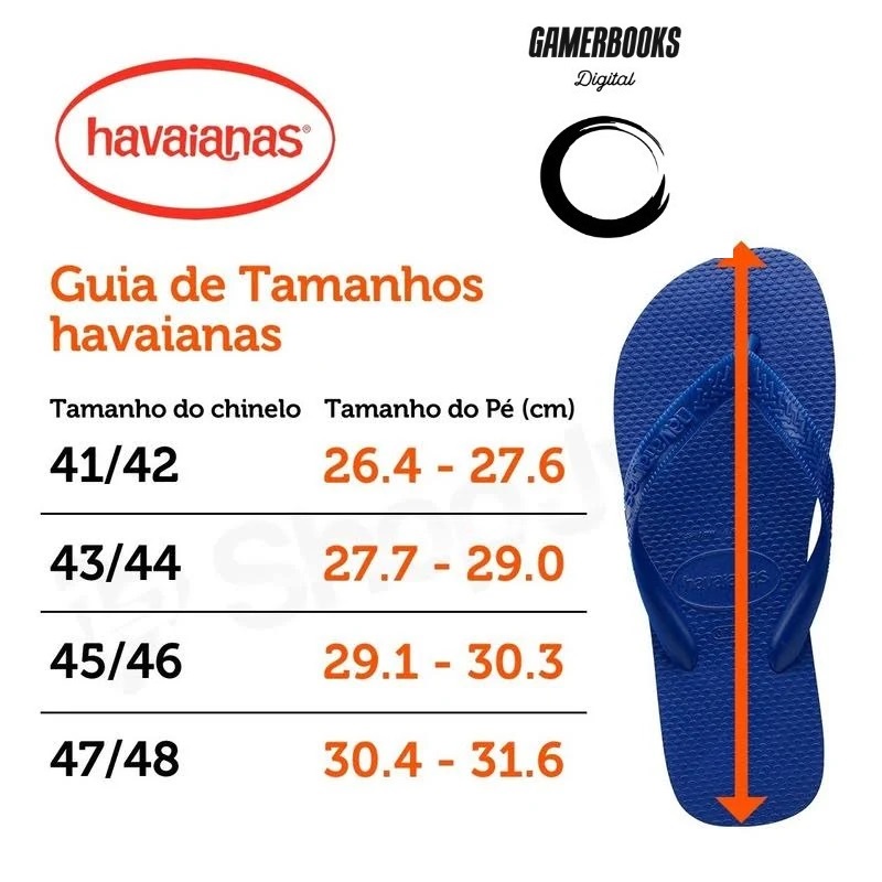 tabela tamanho havaianas