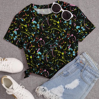 Camiseta Tshirt Feminina Blusa Borroes de Tinta Coloridos