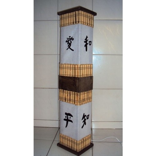 Abajur de chão piso ideograma japonês rustico 1 metro luminária decoração hotel pousada spa