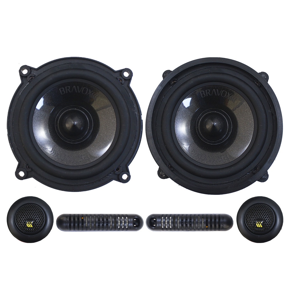 Kit 2 Vias Bravox 5 Polegadas CS50-BK 130w Rms Par Alto Falante Mini Tweeter Painel Total 190w Rms