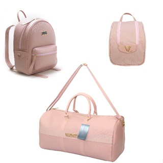 Kit 3 Mala + Necessaire + Mochila Rosa Casual Viagem Passeio em Oferta na Shopee