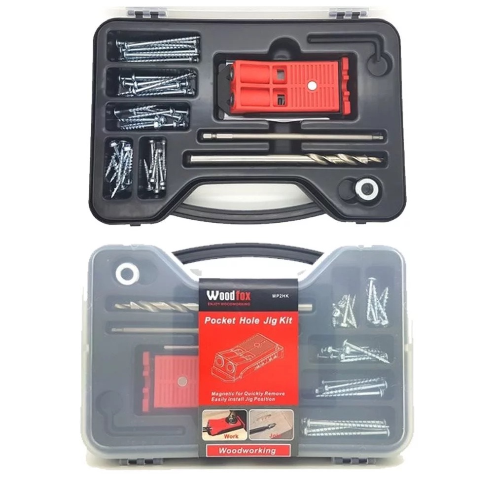 WOODFOX - COMBO POCKET JIG DUPLO - GABARITO PARA FURAÇÃO COM PONTEIRAS PHILLIPS, TORX E QUADRADA