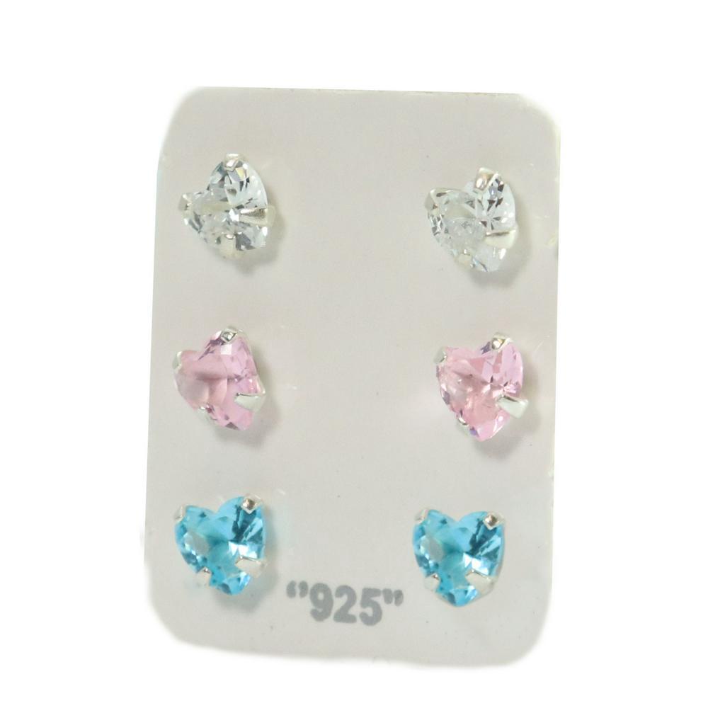 Trio Brinco Zirconia Corações Prata 925 em Oferta na Shopee