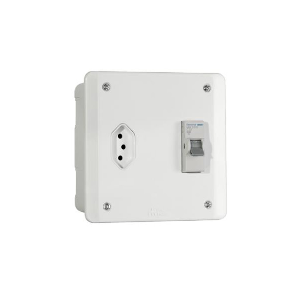 Caixa de Proteção Embutir com Disjuntor Din Unipolar e Tomada 20a MecTronic