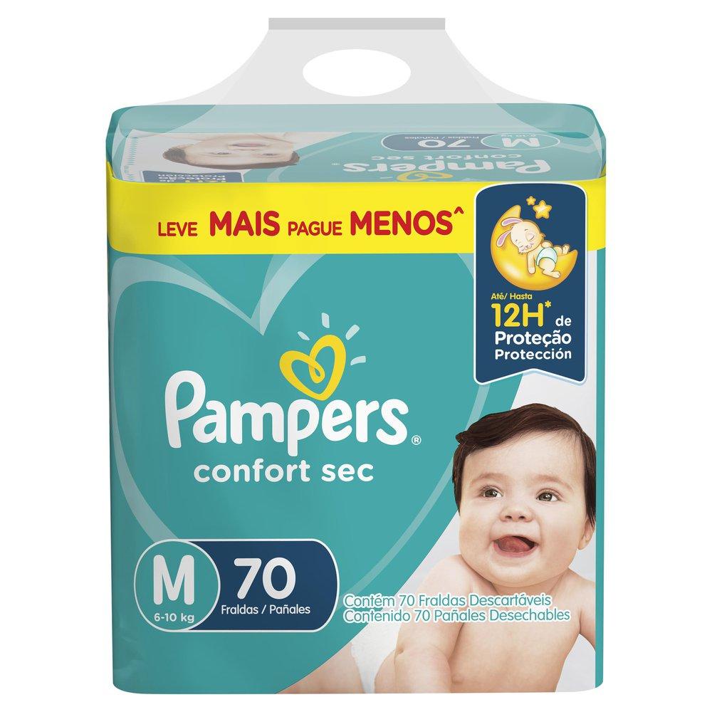 Fralda Pampers Confort Sec Pack Tamanho M com 70 un em Oferta na Shopee
