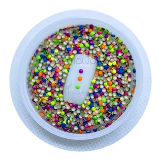 600 Unidades Chapinhas Redondas 2mm Mix de Cores Neon Pedrarias Unhas Nail Art Tachinhas