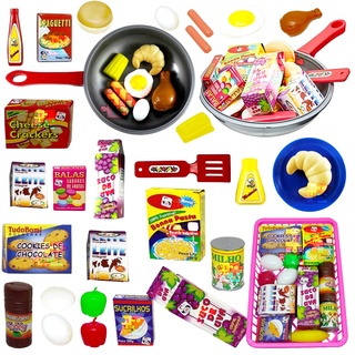 Brinquedo Comidinha Cozinha Cortar Frutas e Verdura / tábua e Pratinho Comidinha Super Mercado Frigideira Gourmet Presente