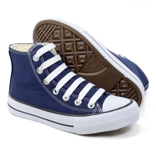 Tênis Botinha Masculina e Feminina Casual Cano Alto Rock Star Azul Marinho Unissex