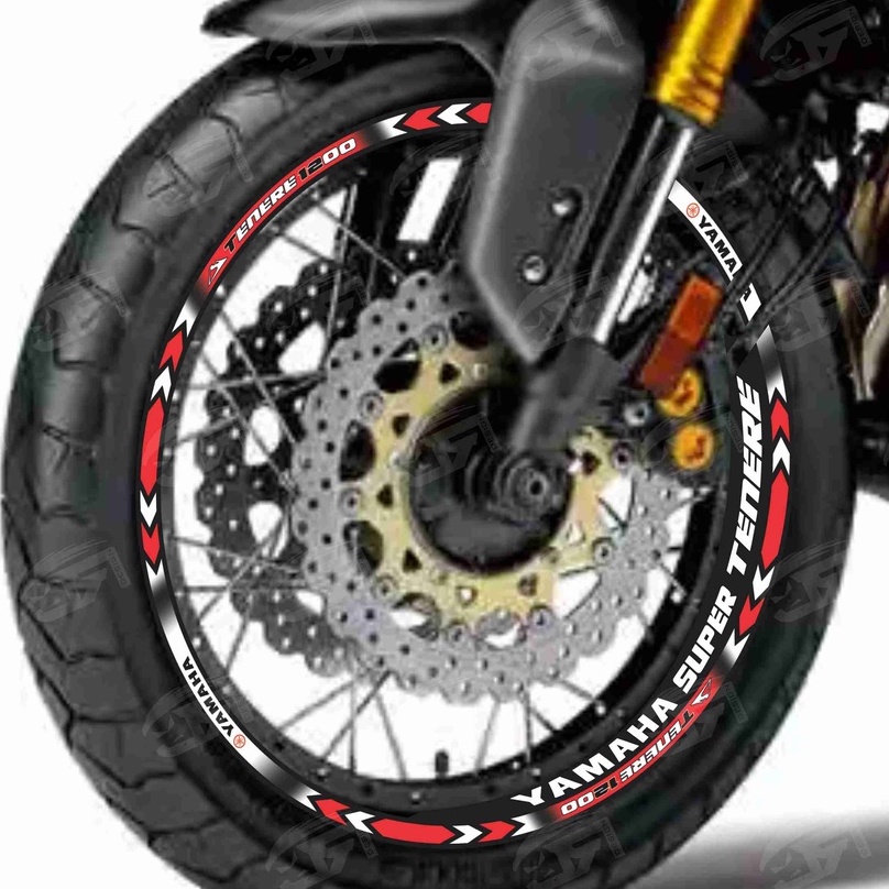 Adesivo Friso Refletivo Roda Moto Yamaha Super Tenere 1200 Tenere 660 + Adesivos Internos M01 vermelho