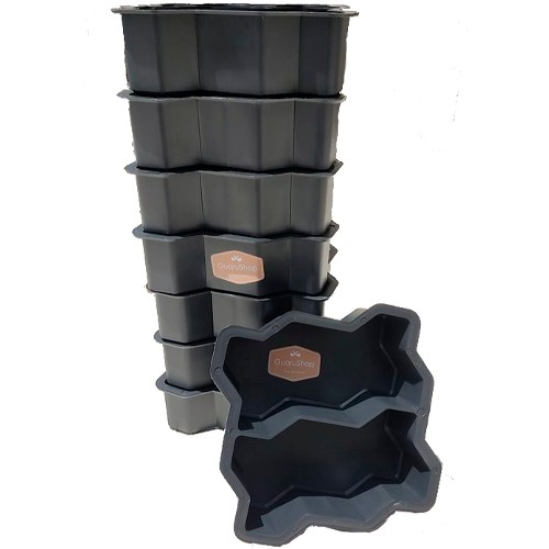 Forma Plástica Dupla Germinada Paviess Para Fazer Blocos de Bloquete Concreto Piso de Cimento Intertravado 24x10x8cm