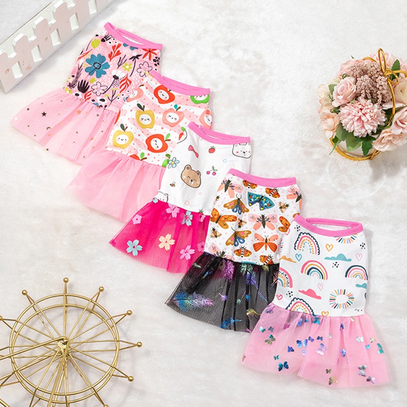 Verão Roupa para Animais De Estimação Vestidos Para Cães Filhote De Cachorro Gato Saia De Tule Roupas Para Cães Pequenos