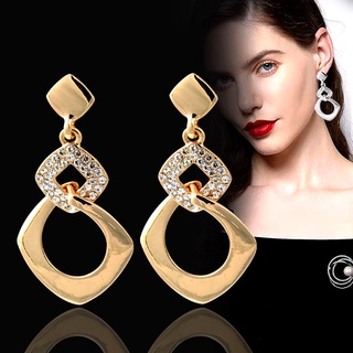 Sinlery Banhado A Ouro Branco Geométrica Oscila Brincos Mulheres Moda Simples Strass Festa De Casamento Jóias ES328