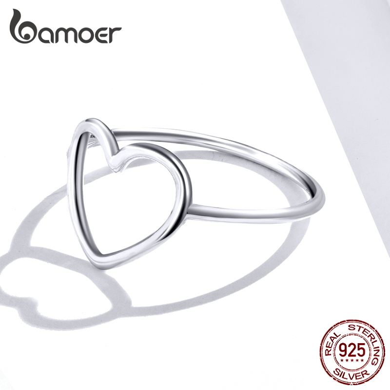 Anel Bamoer 925 Prata Coração Anéis De Dedo Para Mulheres Jóias Moda Presentes SCR641 em Oferta na Shopee