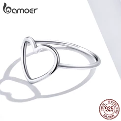 Anel Bamoer 925 Prata Coração Anéis De Dedo Para Mulheres Jóias Moda Presentes SCR641