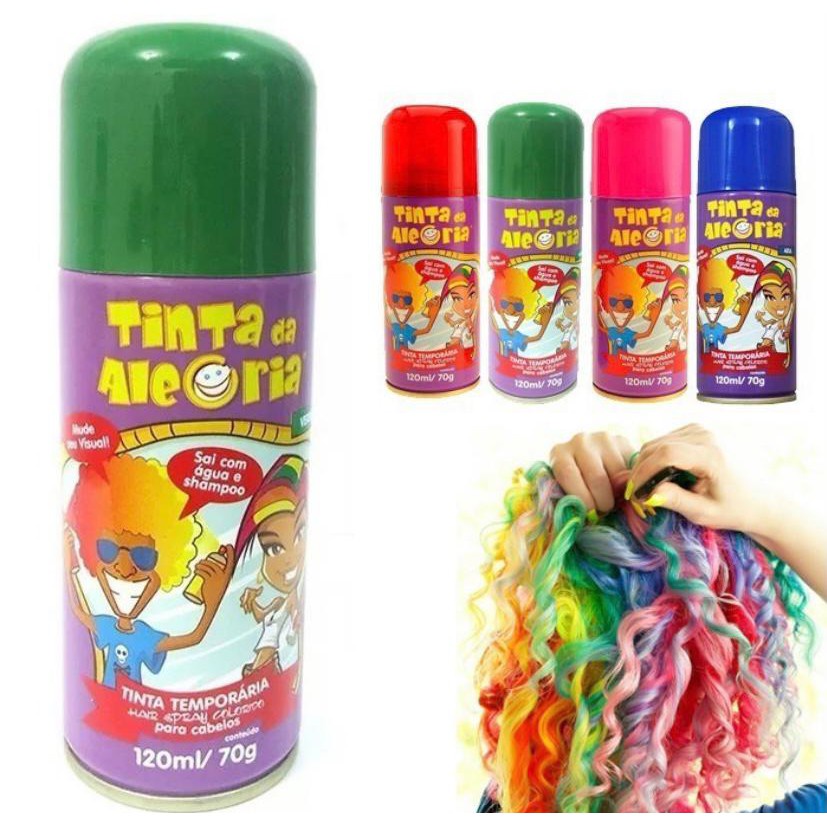 Spray Colorido Para Cabelos Tinta Da Alegria Criança Festa Carnaval ...