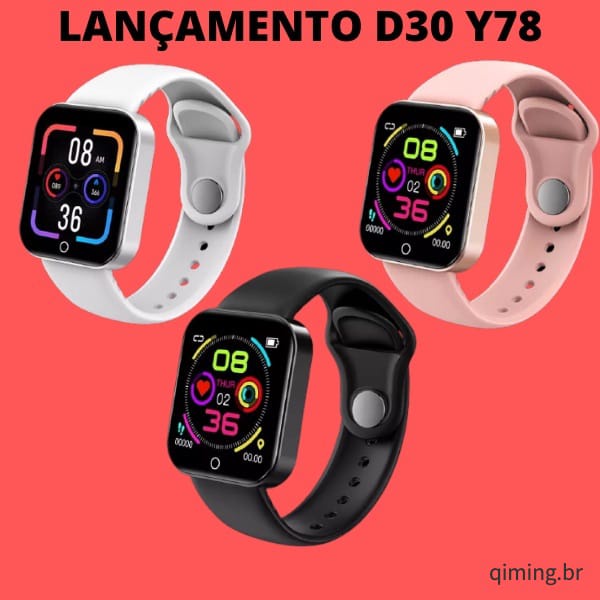 Smartwatch D30 Y78 Relógio Inteligente Coloca Foto Na Tela Nova Versão Do D20/Y68 C/ Monitor Cardíaco / Pressão Arterial / Esportes / Música / fitness ENVIO IMEDIATO