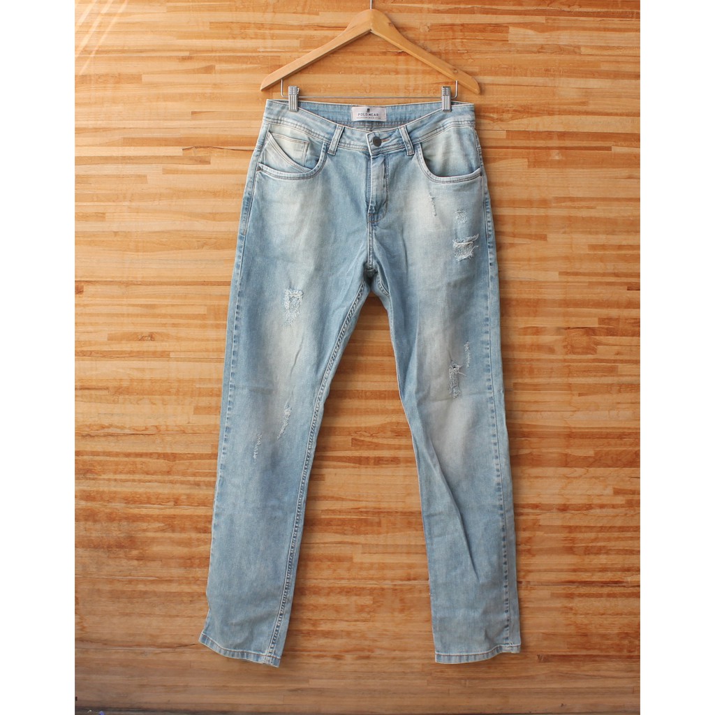 calça jeans clara masculina larga