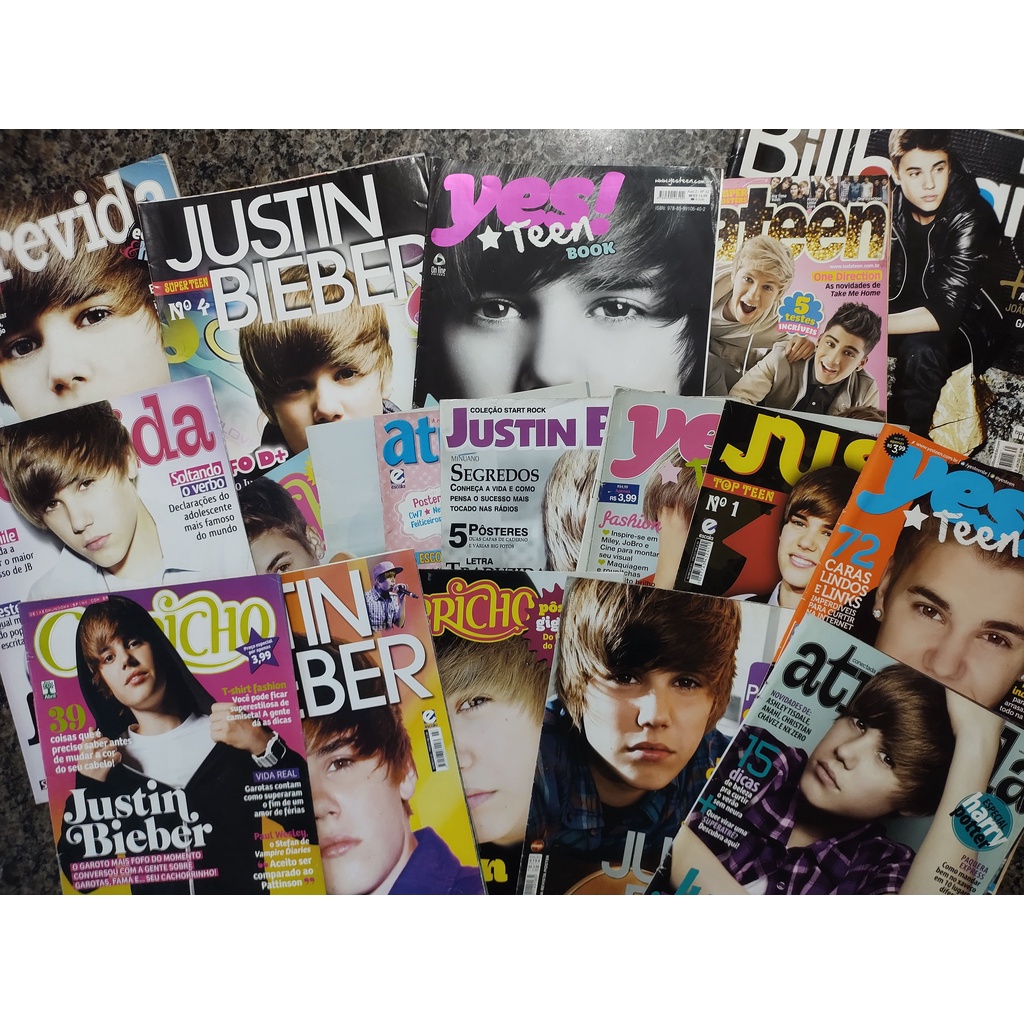 Revista Justin Bieber, One Direction, Lua Blanco - Capricho, Atrevida, Atrevidinha, Billboard, Yes Teen, Todateen