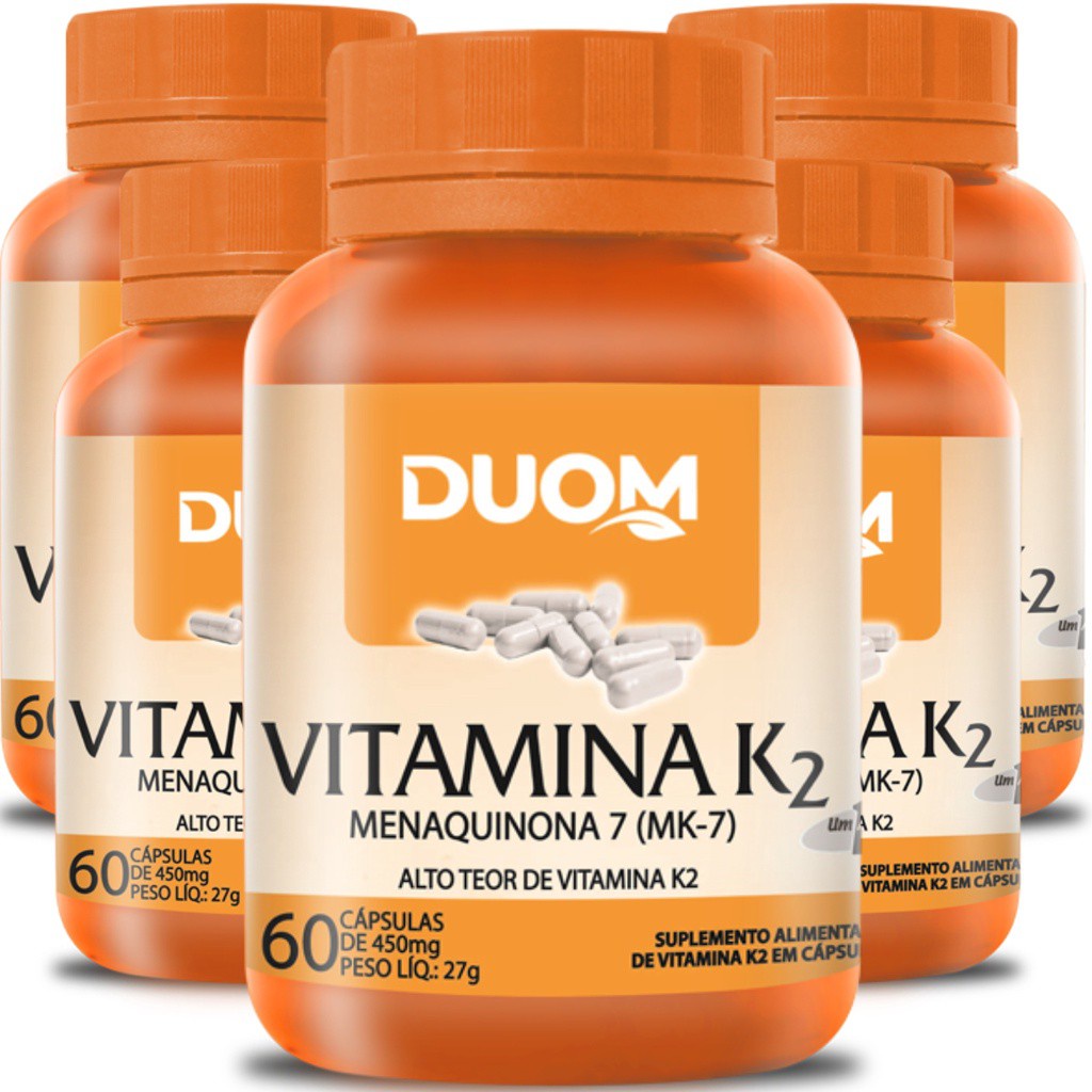 KIT 5 VITAMINA K2 MENAQUINONA MK-7 TOTAL 300 CÁPSULAS CONCENTRADA - MALTTA NUTRITION