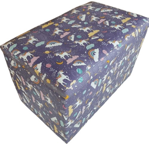 Puff Puf Bau Infantil Guarda Brinquedo dos unicornio 60x30x42