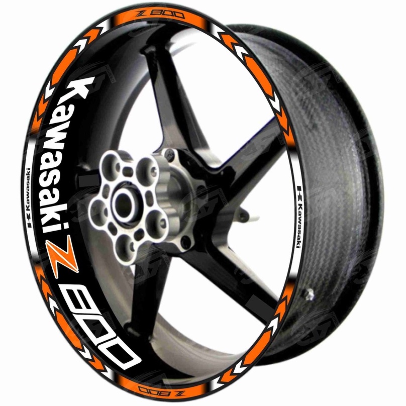 Adesivo Friso Refletivo Roda Moto Kawasaki Z800 Z 800 + Adesivos Internos M01 laranja2