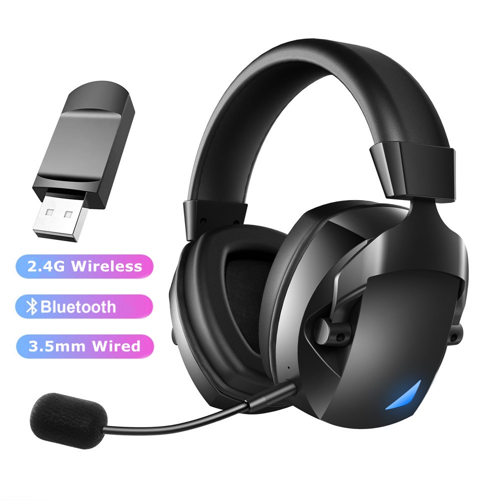 2.4G USB Sem Fio/Bluetooth/Wired 3 Modos Fone De Ouvido Para Jogos Com Microfone Led Luz Cancelando Ruído Fones Gamer PC Telefones PS4 PS5 Laptop