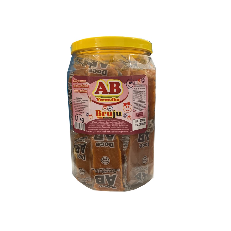 Doce De Abóbora Vermelho C/20 Unidades Pote 1,1kg Bruju em Oferta na Shopee