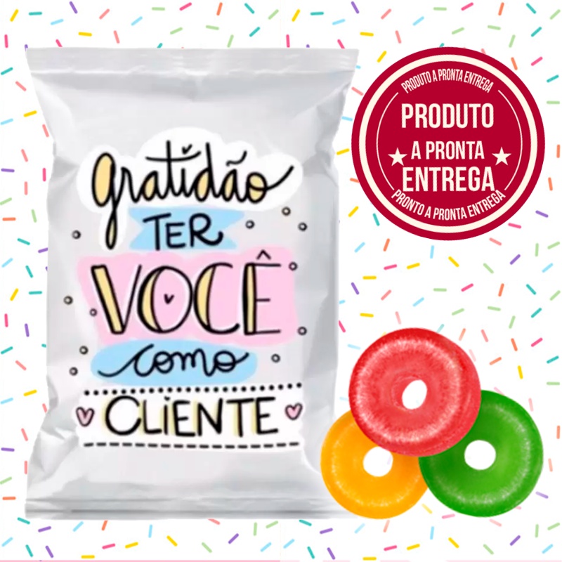 100 Balas Personalizadas Mimo Gratidão Ter Você Como Cliente em Oferta na Shopee