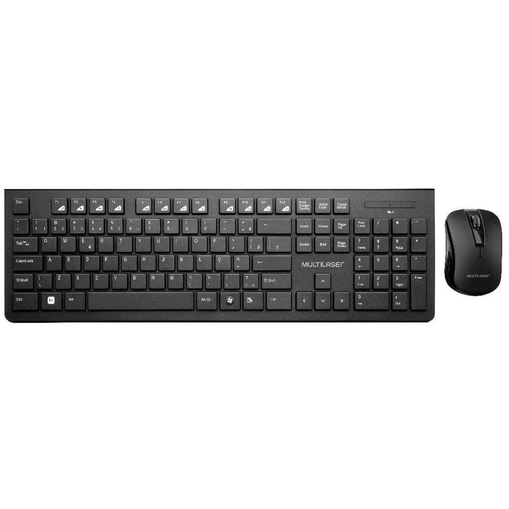 Kit Teclado e Mouse Sem Fio Conforto Multimídia Conexão Usb 1200dpi Teclas Chocolate Preto - TC212