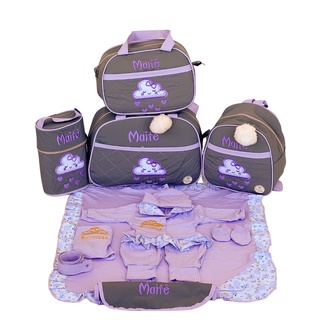 Bolsa Maternidade Personalizada Nuvem Chuva de Benção Saída Maternidade 5 Peças