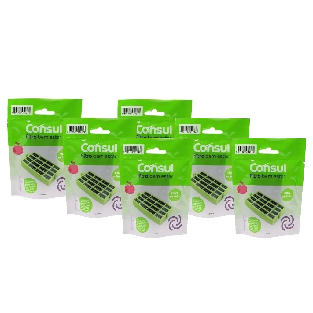Kit Com 6 Filtros Original Bem Estar Geladeira Consul Anti Bactéria W10515645 K00006