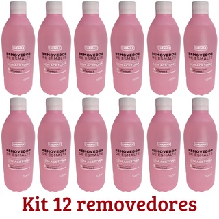 Kit Com12 Removedores de Esmalte Sem Acetona Vitamina E Farmax 500ml