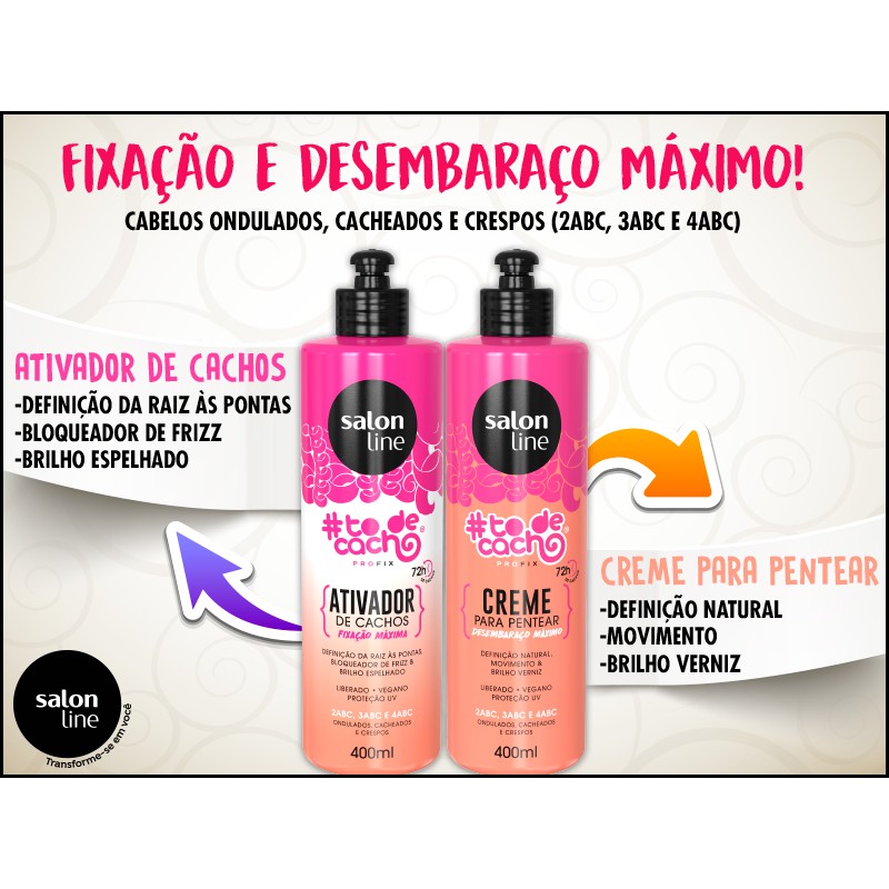 Cremes De Pentear Ativador Creme De Pentear Cabelos Ondulados Cacheados E Crespos Salon Line Shopee Brasil