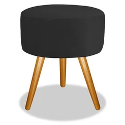 Puf, Puff Para Sala Redondo Suede Preto Pés Palito
