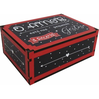 Caixa Namorados  Presente Decoração Amor nos Pequenos Gestos 23x17x9 cm Mdf