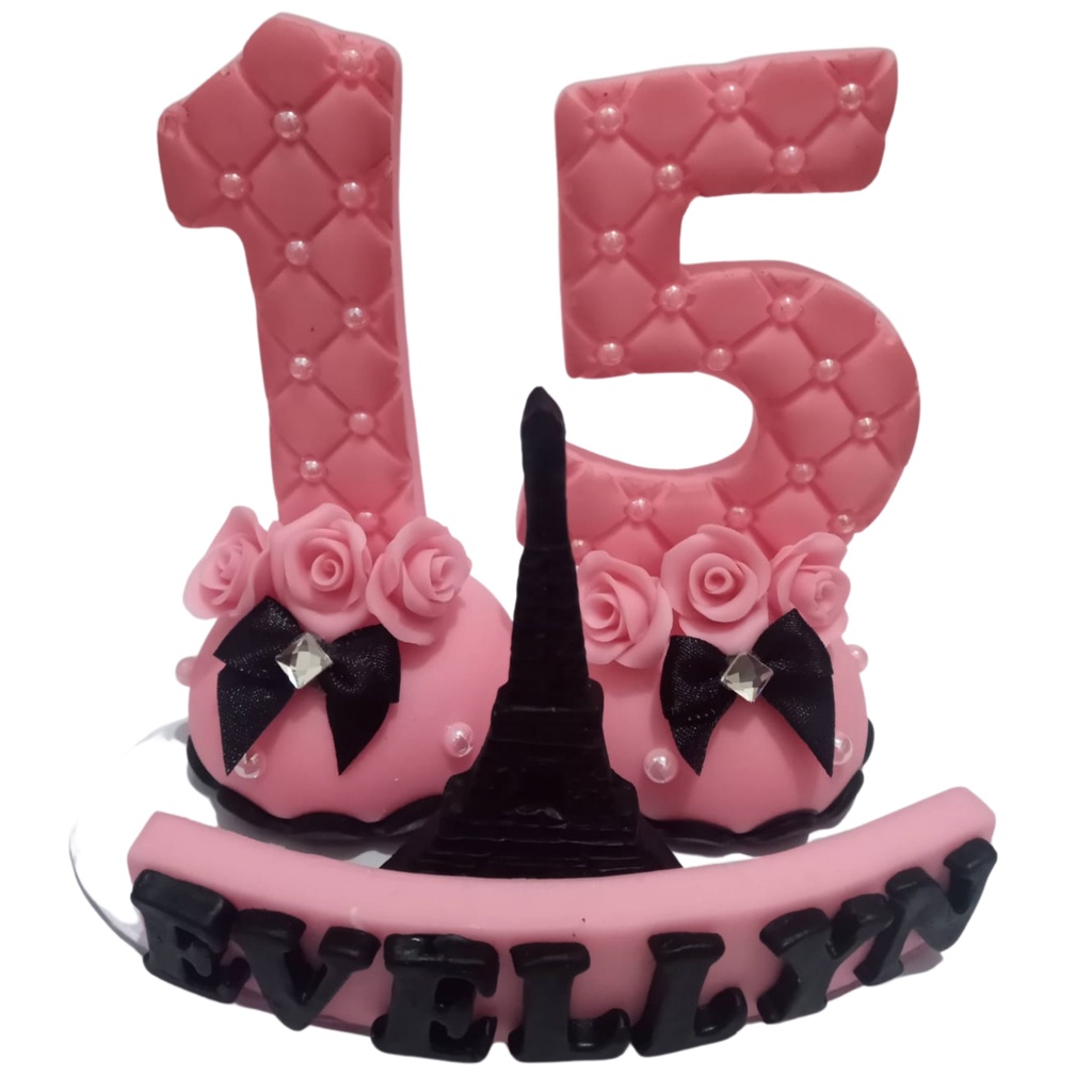 Vela de Aniversário Personalizada e decorada em biscuit Todas as Idades no Tema de 15 Anos / Quinze Anos