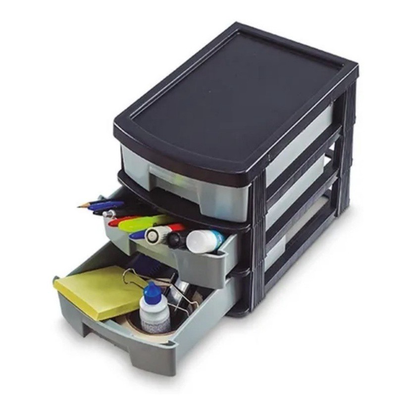 Organizador Multiuso C 3 Gavetas Itens de Papelaria Arqplast