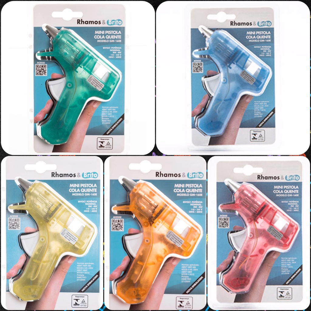 Pistola De Cola Quente Fina Rhamos e Brito 8W/20 (Colorida )