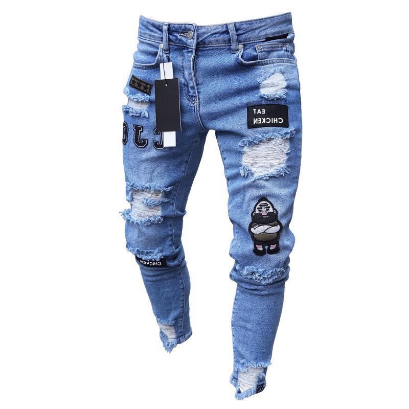 Easy to happen Gallantry Amount of Calça Jeans Rasgadas Masculina Europeia Americana Com Zíper Na Altura Do  Joelho / | Shopee Brasil
