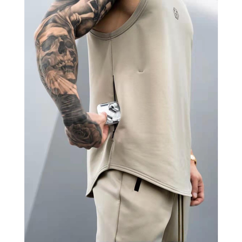 Colete De fitness Primavera E Verão , Tendência Masculina , Cintura Solta , design Com Zíper Sem Mangas , Roupas De Treinamento De Ferro De Corrida De Algodão , Fino