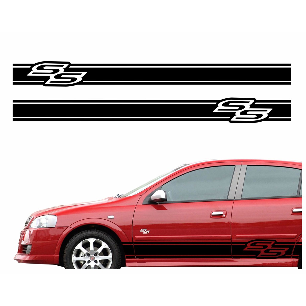 Kit Adesivos Faixas Lateral Astra Ss Emblemas Par Decalque Carro R497