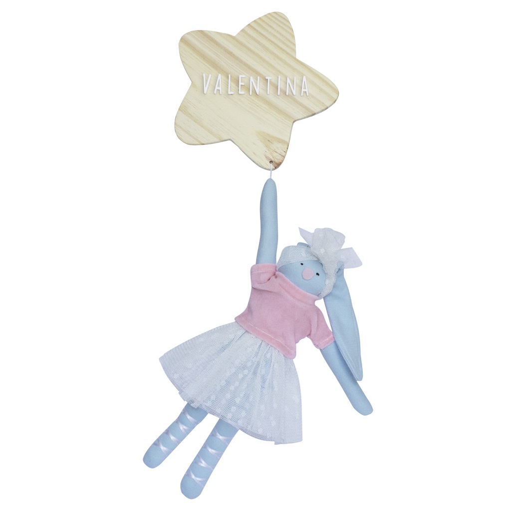 Enfeite Maternidade Estrela Pinus Coelha Moderna Menina Bebê