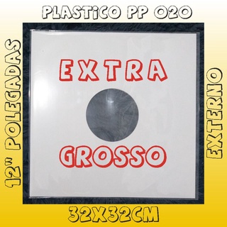 50 Plásticos 32x32cm p/ Disco de Vinil 12 Polegadas (EXTERNOS) 0,20 LP EXTRA GROSSO