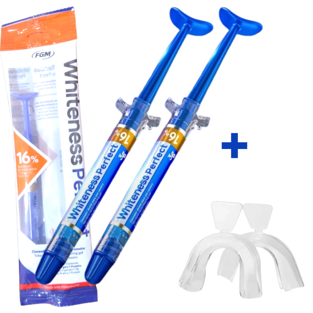 kit clareador dental seringa gel 2 seringas + moldeira perfect 16 ...