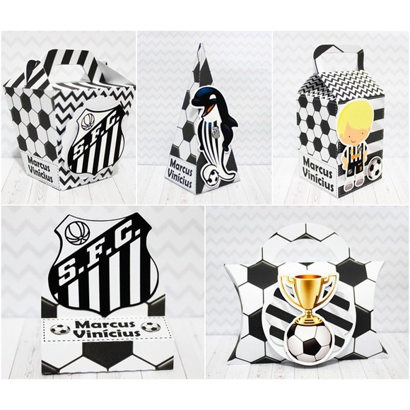 kit festa infantil lembrancinha para aniversário Caixinhas Personalizadas Futebol Santos