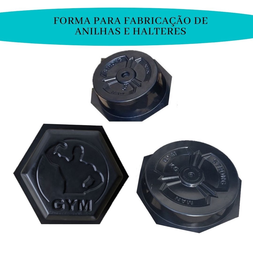 KIT 3 Formas Para Fabricação De Anilhas E Halteres Em Cimento