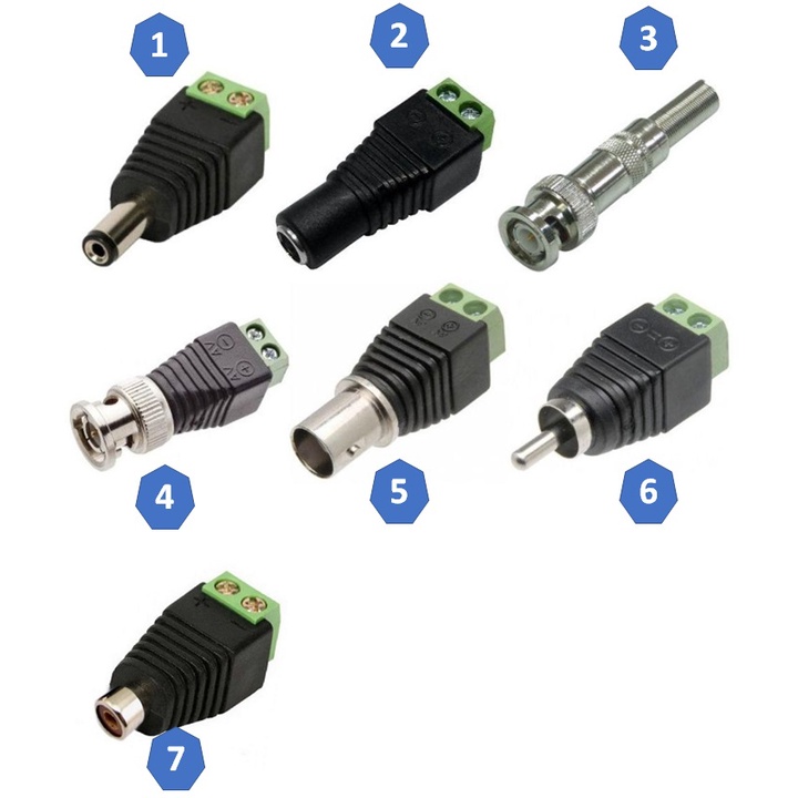 Conector Conectores Adaptador Plug Borne Bnc P4 Rca p/ CFTV (macho/fêmea) envio imediato