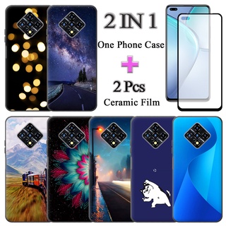 Capa Flexível Com Estampa 2 Em 1 Infinix Zero 8 8i Película Protetora De Tela Cerâmica Curva Temperado