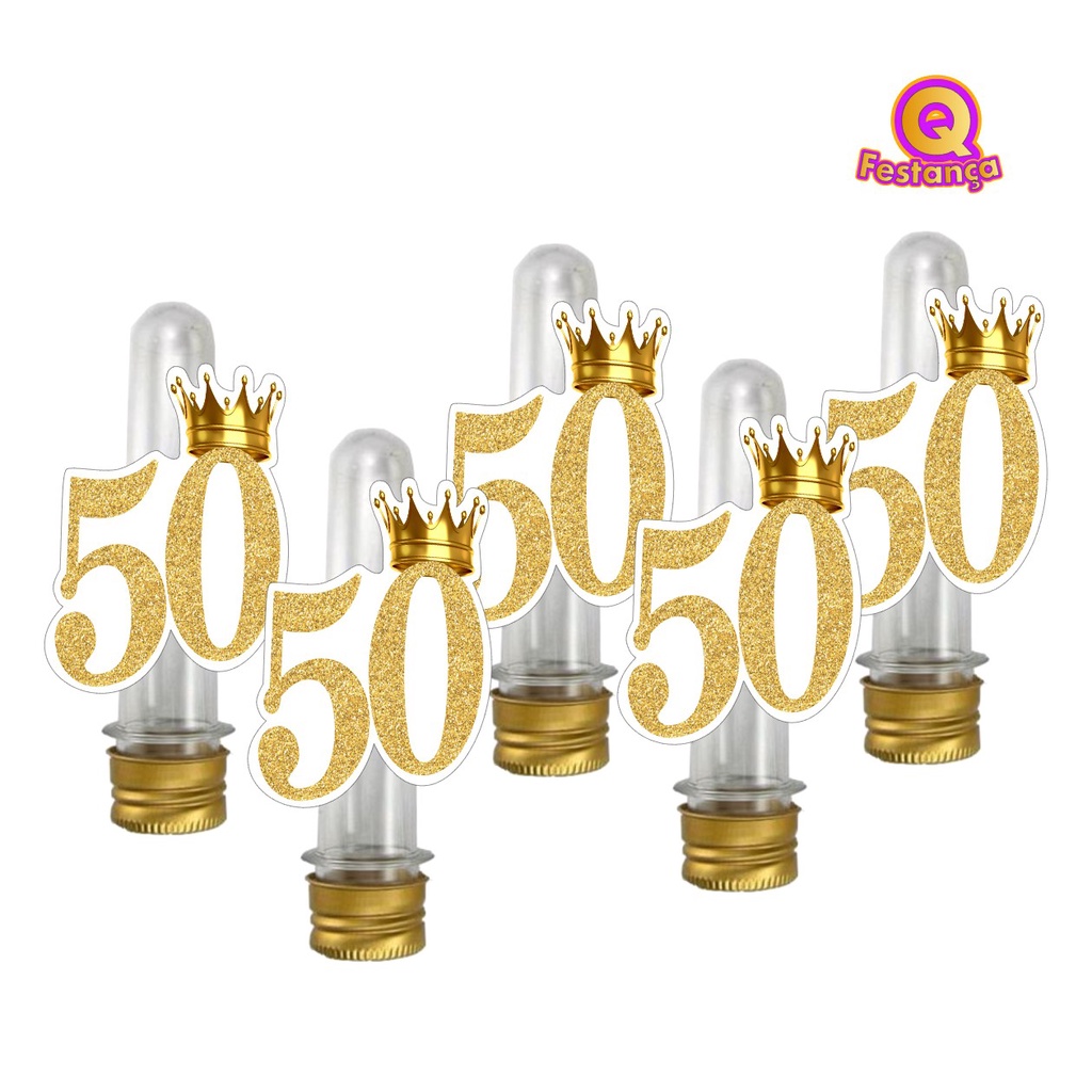 Tubete Acrílico + Apliques 3D 50 Anos - VÁRIAS CORES Decoração Festa Aniversário Lembrancinha em Oferta na Shopee