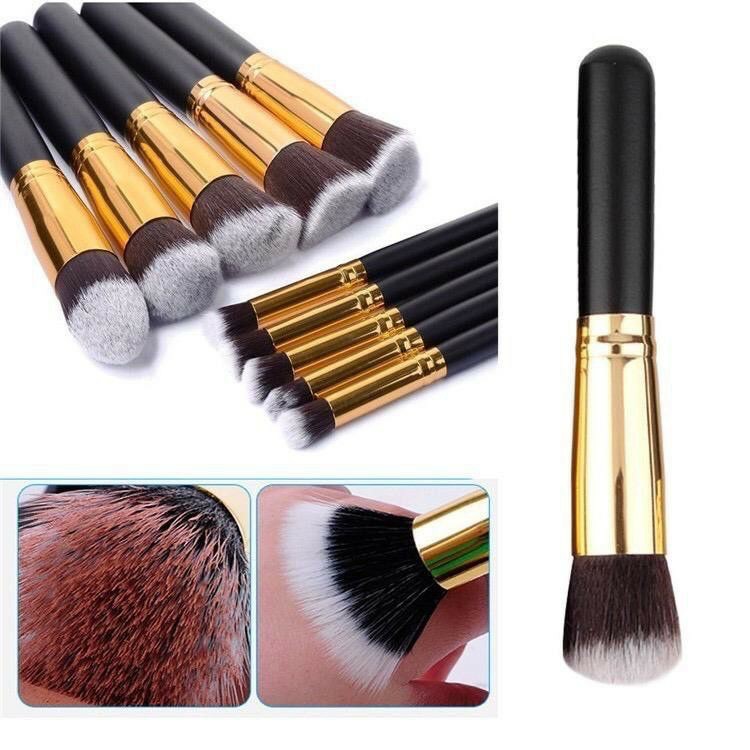 kit 10 peças pincel kabuki precisão Conjunto de Maquiagem para Sombra Delineador Lábios Pó Base